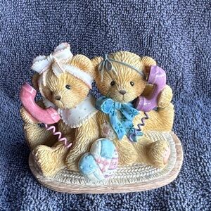 Cherished Teddies. Charming Bear Figurine with Pink and Blue Accents
